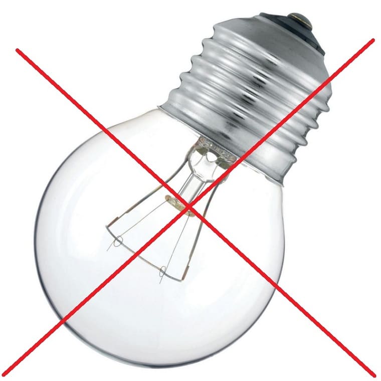 Не применяйте лампу накаливания; не экономично